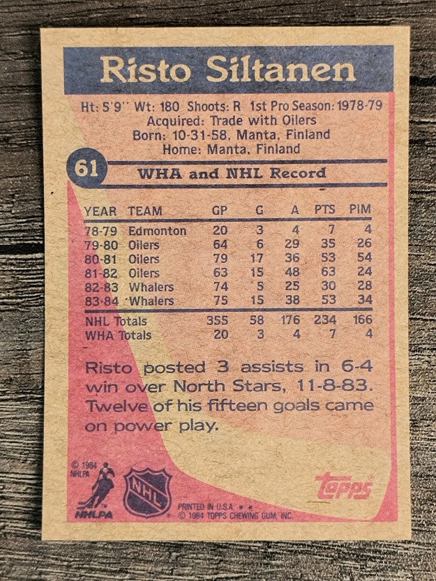 1984-85 Topps #61 Risto Siltanen