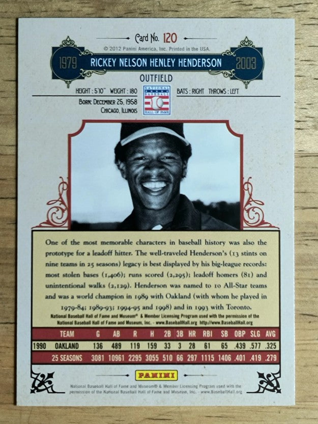2012 Panini Cooperstown #120 Rickey Henderson
