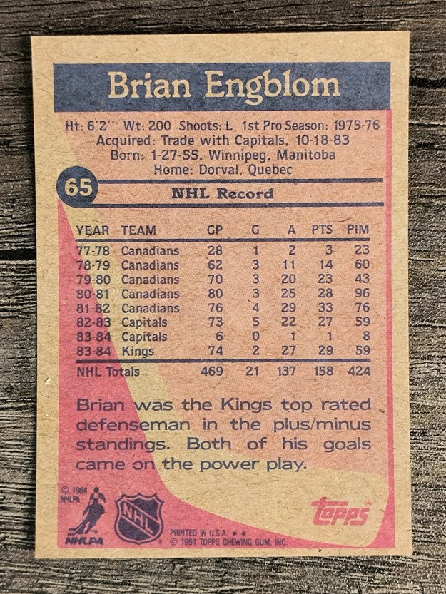 1984-85 Topps #65 Brian Engblom SP