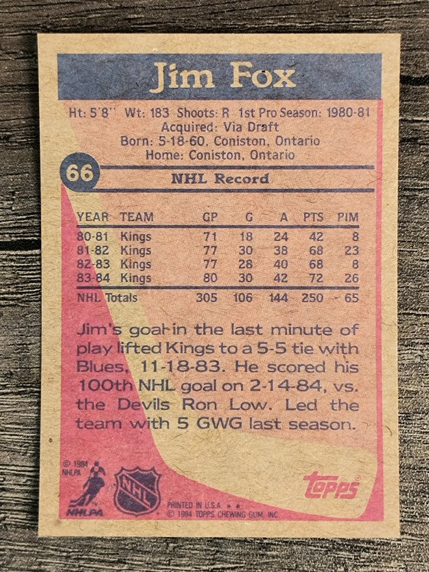 1984-85 Topps #66 Jim Fox SP