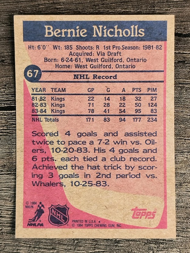 1984-85 Topps #67 Bernie Nicholls