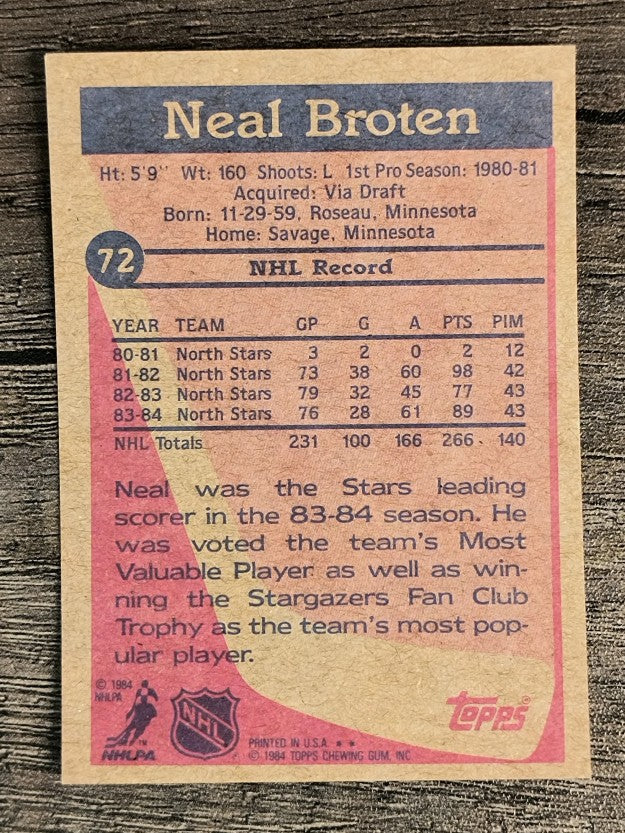 1984-85 Topps #72 Neal Broten SP
