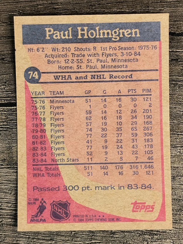 1984-85 Topps #74 Paul Holmgren SP