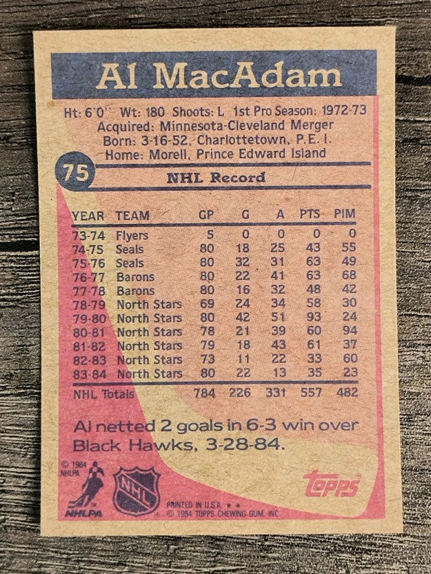 1984-85 Topps #75 Al MacAdam SP