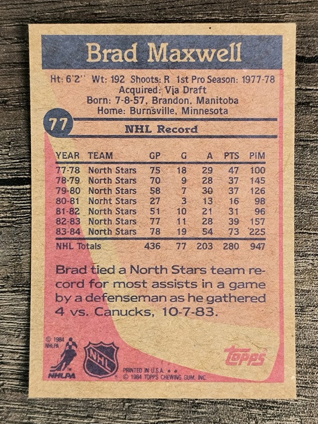 1984-85 Topps #77 Brad Maxwell SP