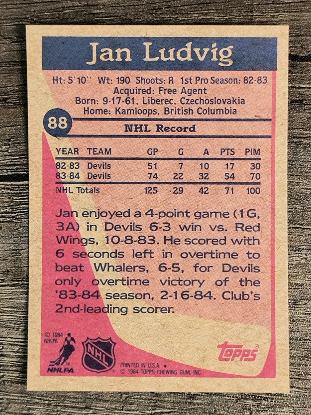 1984-85 Topps #88 Jan Ludvig RC