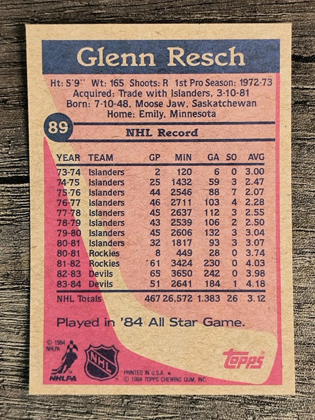 1984-85 Topps #89 Glenn Resch
