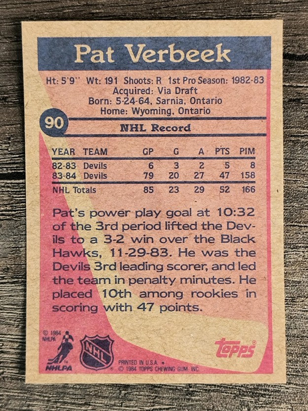 1984-85 Topps #90 Pat Verbeek RC