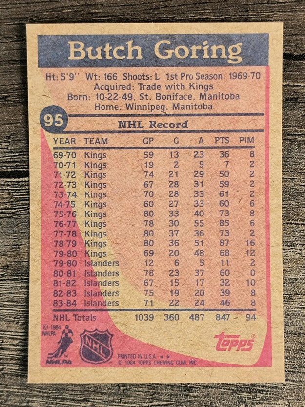 1984-85 Topps #95 Butch Goring SP