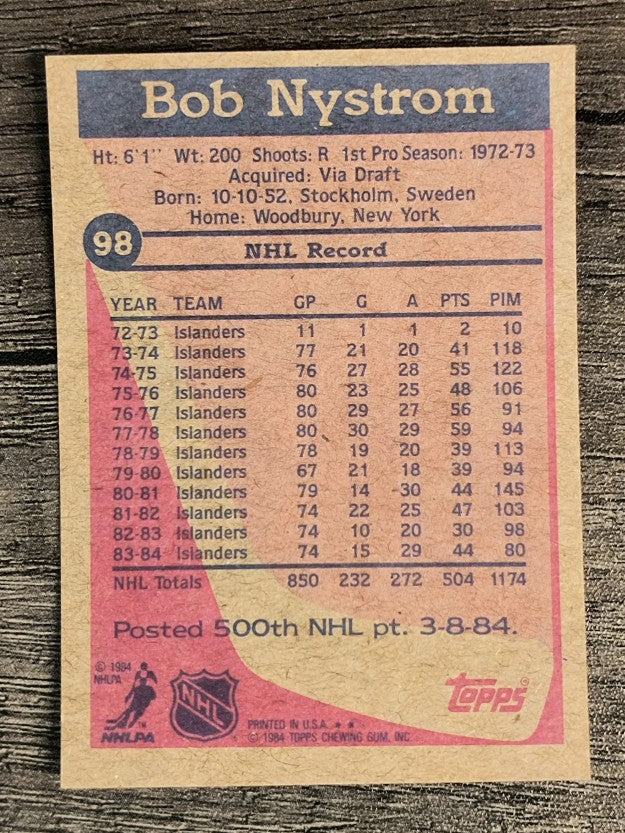 1984-85 Topps #98 Bob Nystrom SP