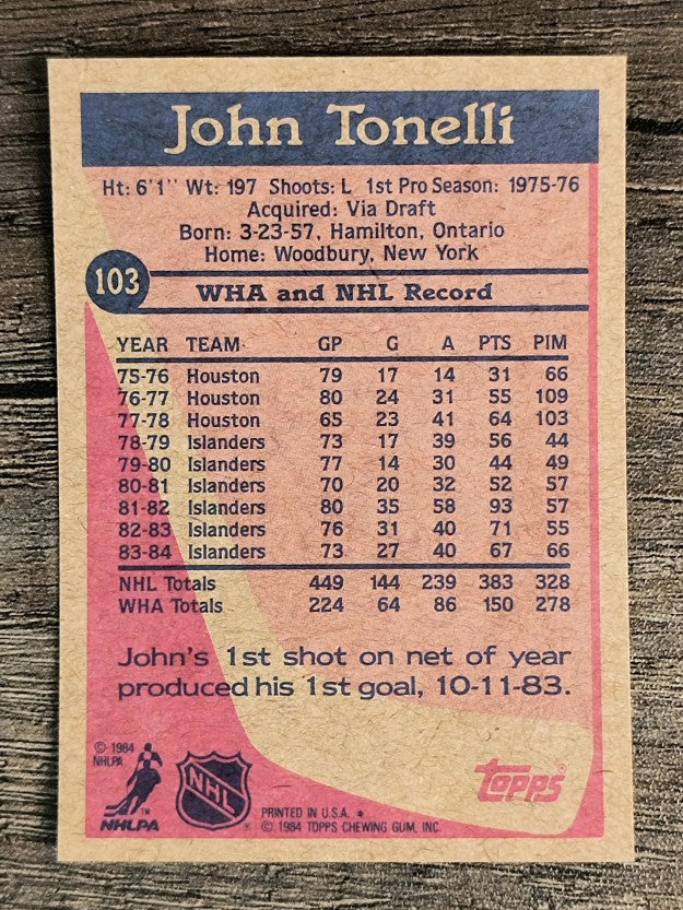 1984-85 Topps #103 John Tonelli