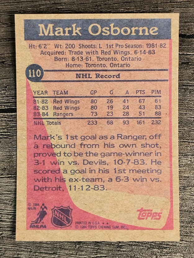 1984-85 Topps #110 Mark Osborne SP