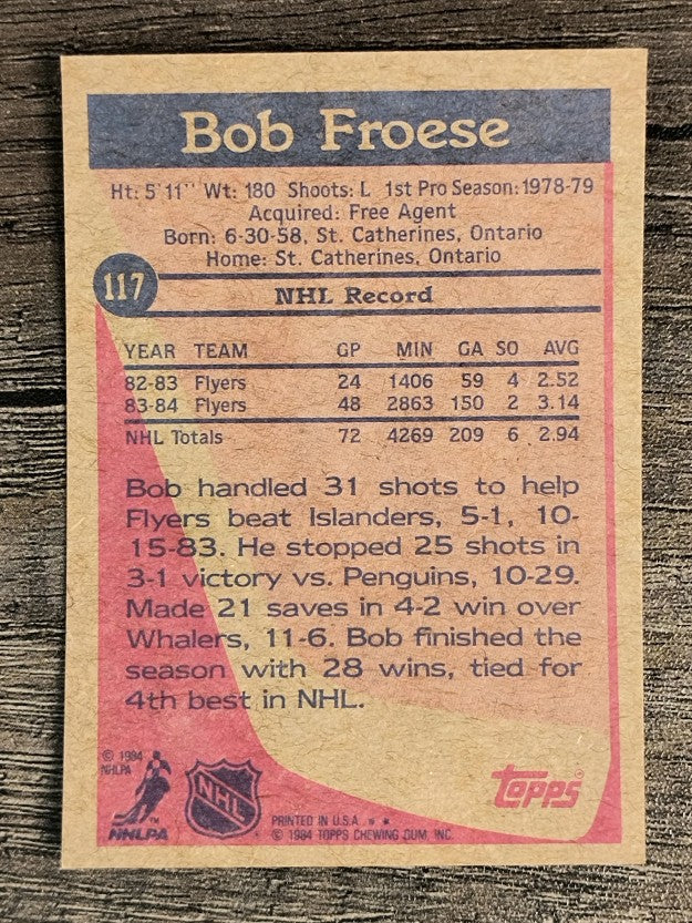 1984-85 Topps #117 Bob Froese
