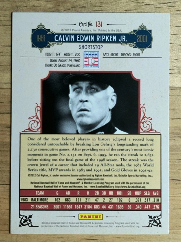 2012 Panini Cooperstown #131 Cal Ripken Jr.