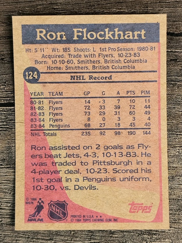 1984-85 Topps #124 Ron Flockhart SP