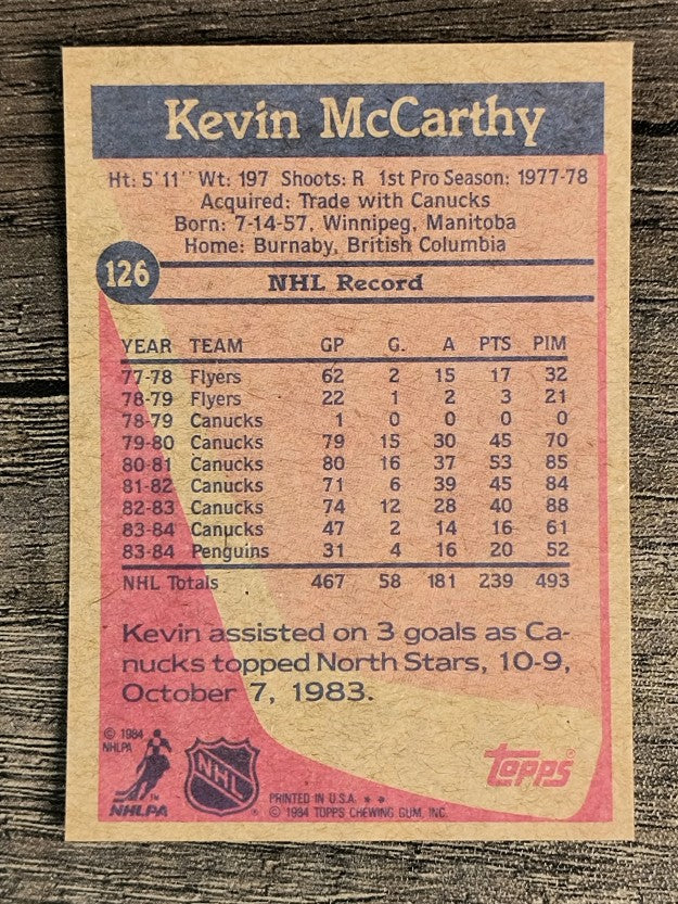 1984-85 Topps #126 Kevin McCarthy SP