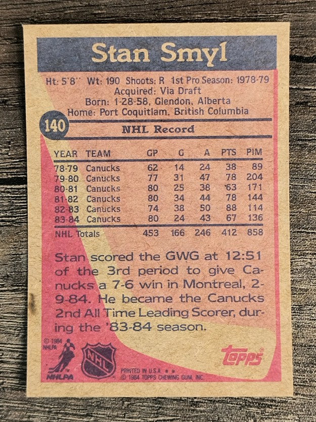 1984-85 Topps #140 Stan Smyl SP