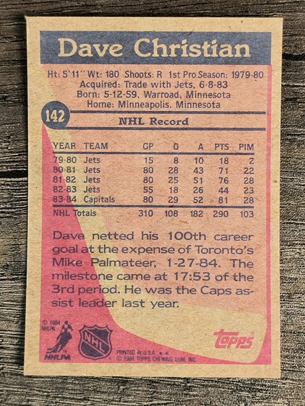 1984-85 Topps #142 Dave Christian SP