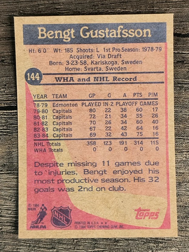 1984-85 Topps #144 Bengt Gustafsson SP