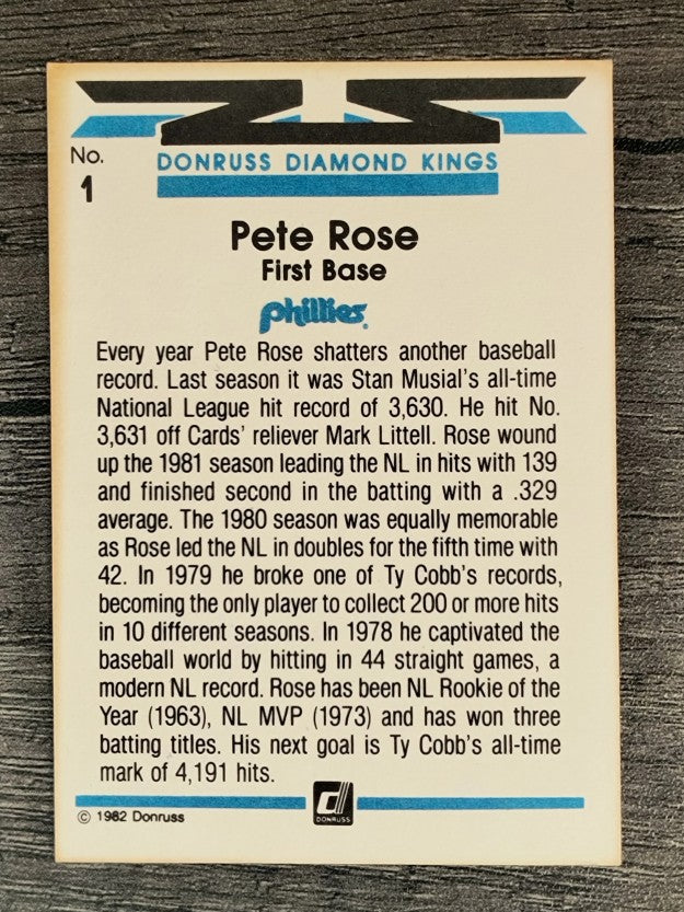 1982 Donruss #1 Pete Rose DK (EXMT)