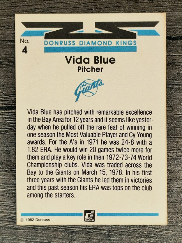 1982 Donruss #4 Vida Blue DK