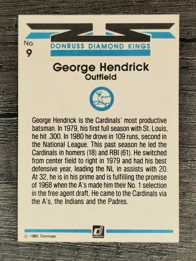1982 Donruss #9 George Hendrick DK