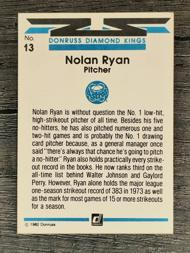 1982 Donruss #13 Nolan Ryan DK (EXMT)