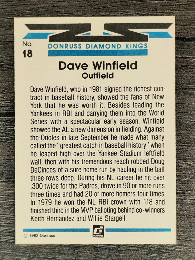 1982 Donruss #18 Dave Winfield DK