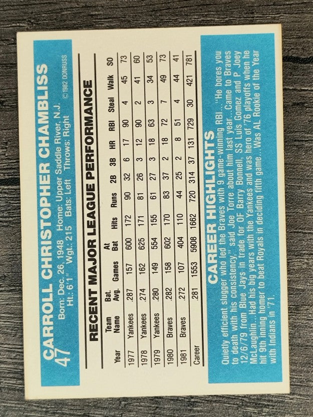 1982 Donruss #47 Chris Chambliss