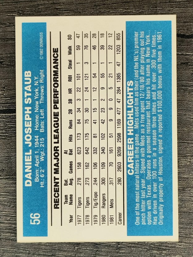 1982 Donruss #56 Rusty Staub