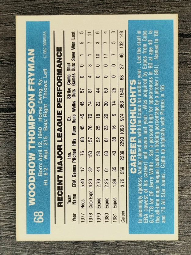 1982 Donruss #68 Woodie Fryman