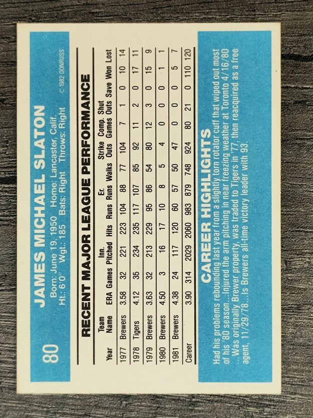 1982 Donruss #80 Jim Slaton