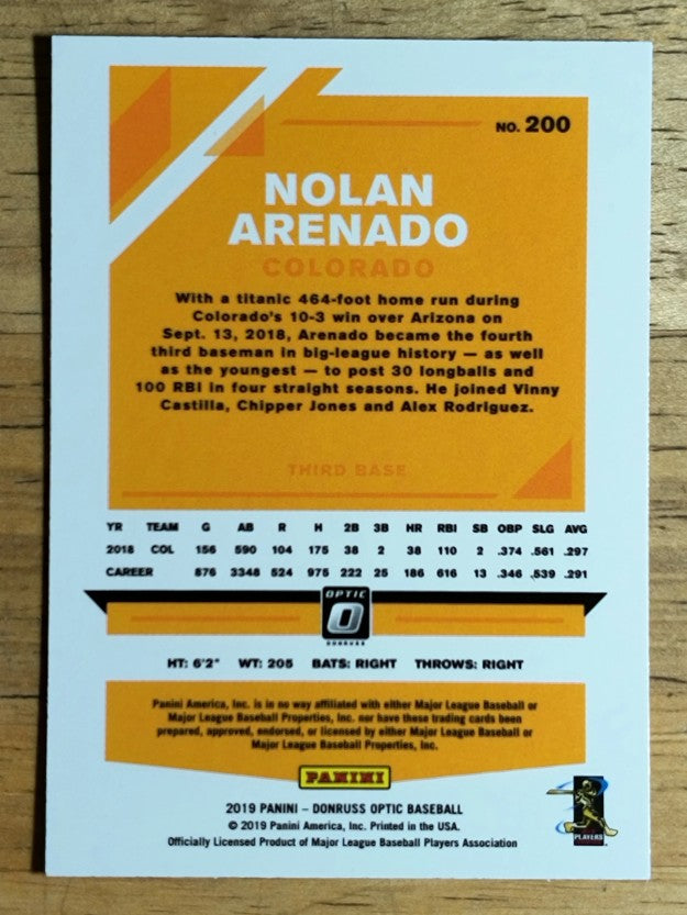 2019 Donruss Optic #200 Nolan Arenado
