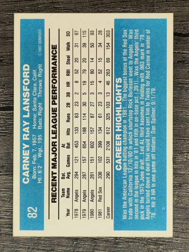 1982 Donruss #82 Carney Lansford