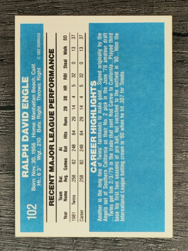 1982 Donruss #102 Dave Engle