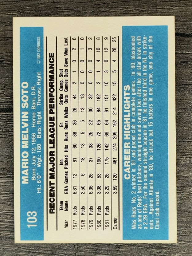 1982 Donruss #103 Mario Soto