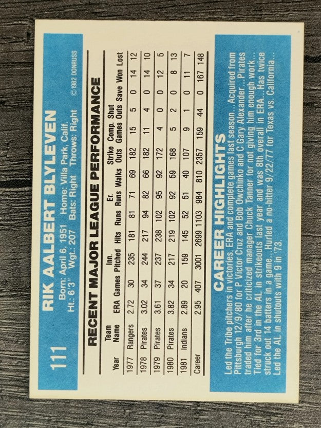 1982 Donruss #111 Bert Blyleven
