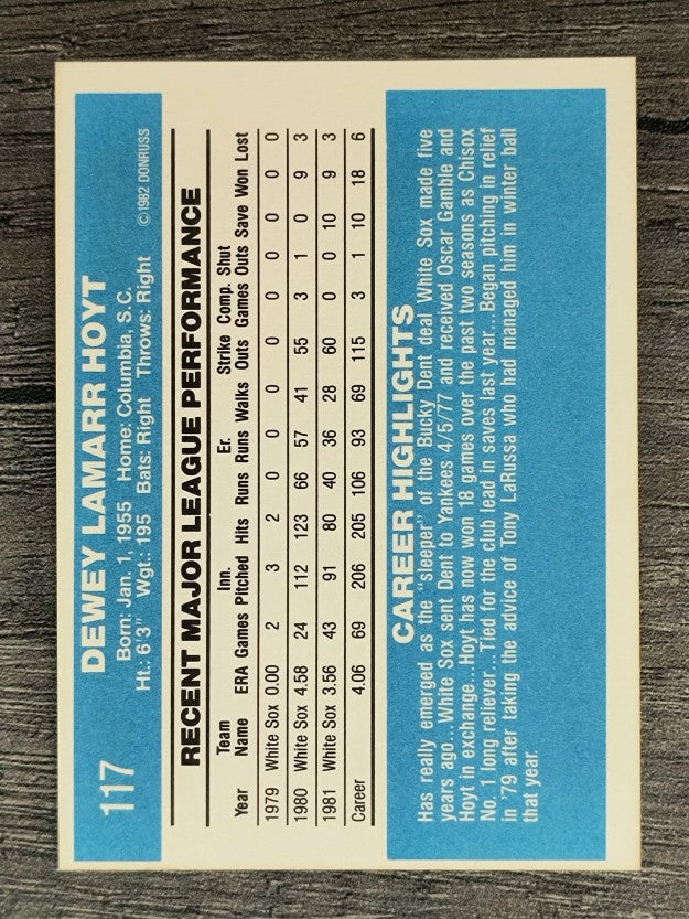 1982 Donruss #117 LaMarr Hoyt