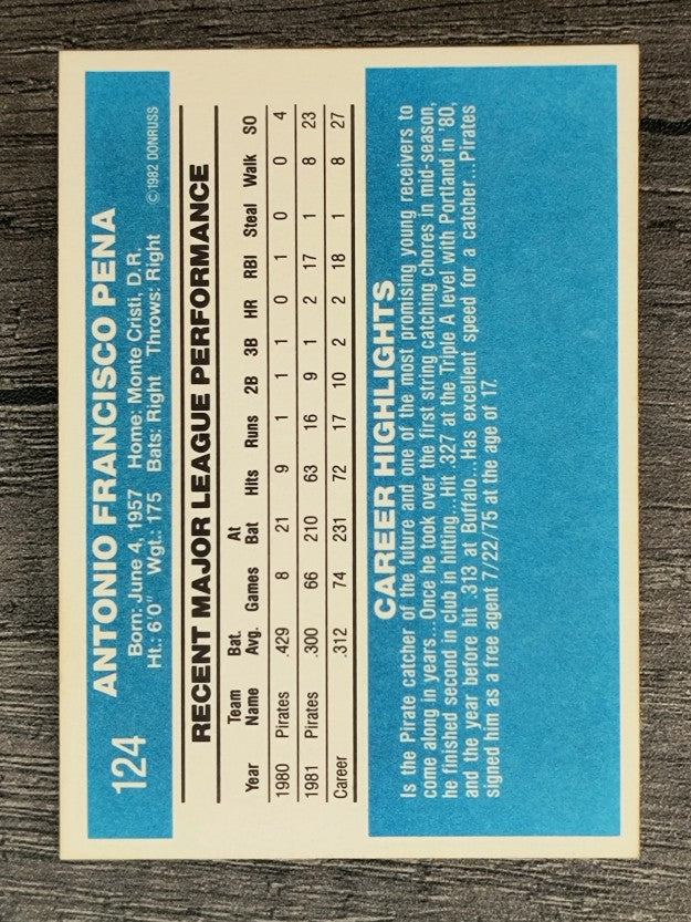 1982 Donruss #124 Tony Pena