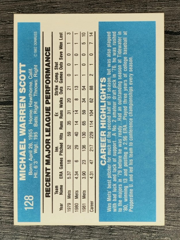 1982 Donruss #128 Mike Scott