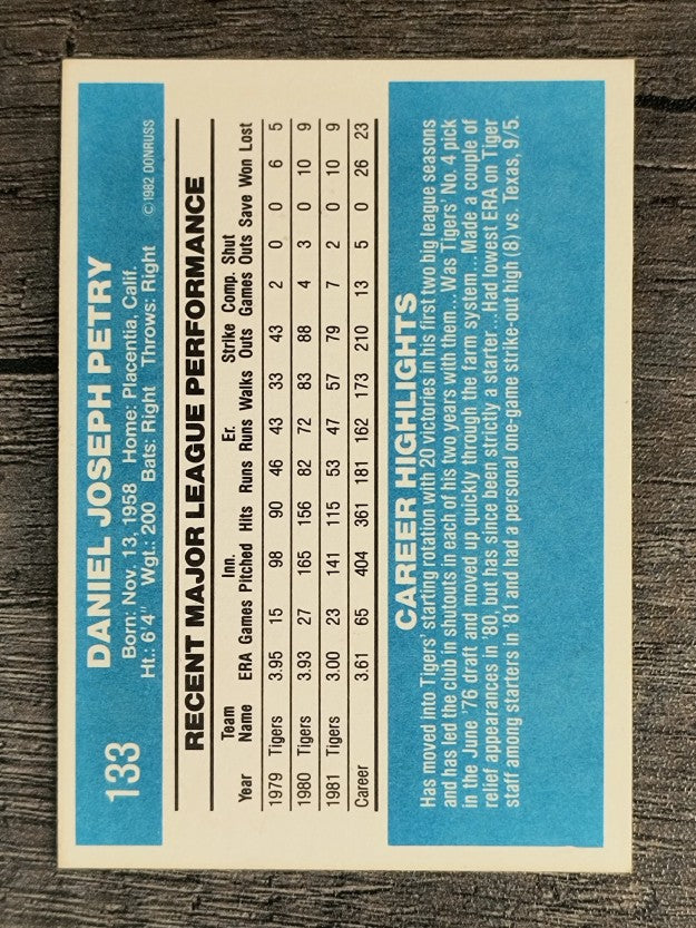 1982 Donruss #133 Dan Petry