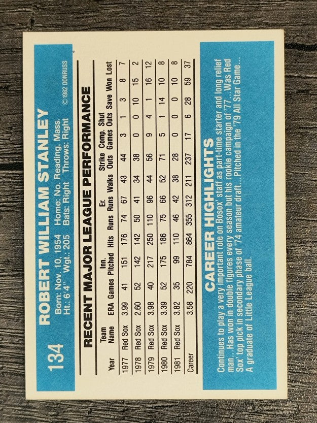 1982 Donruss #134 Bob Stanley