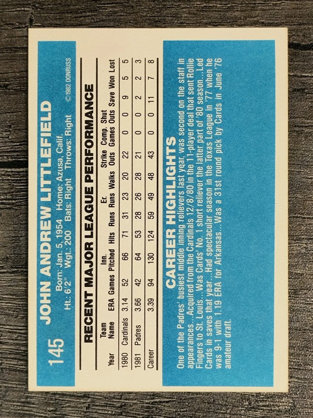 1982 Donruss #145 John Littlefield