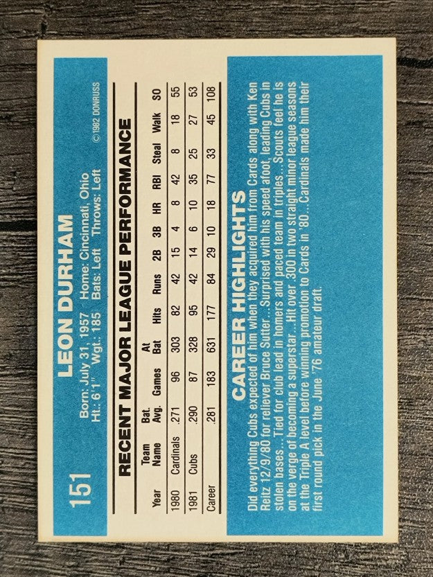1982 Donruss #151 Leon Durham