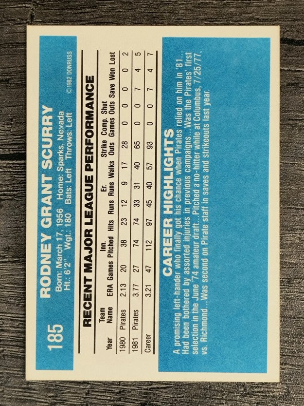 1982 Donruss #185 Rod Scurry