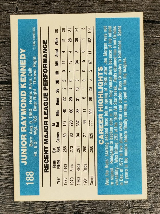 1982 Donruss #188 Junior Kennedy
