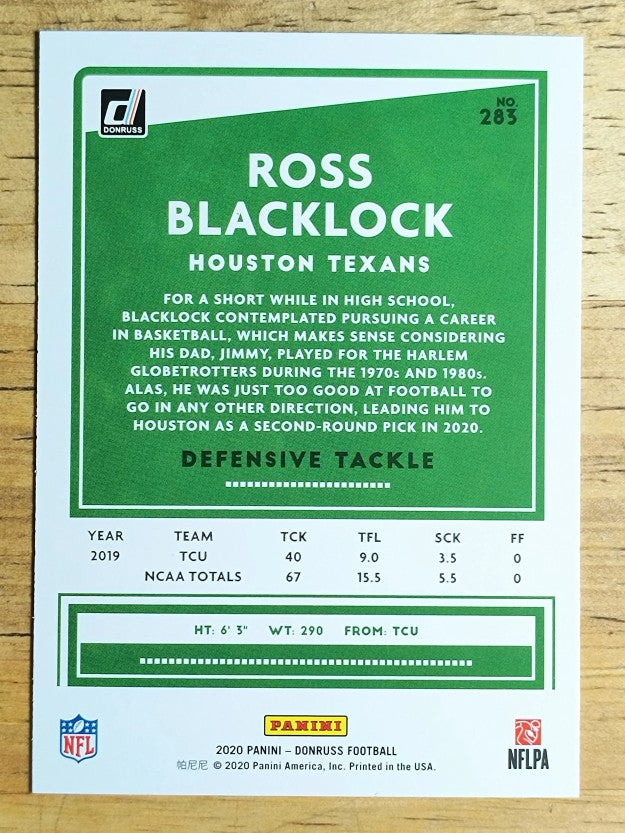 2020 Donruss #283 Ross Blacklock RC