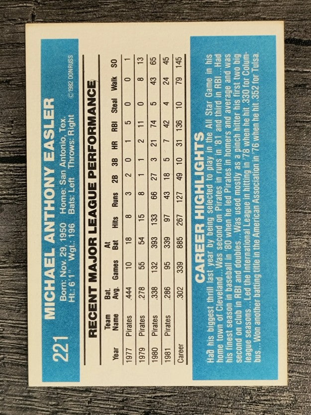 1982 Donruss #221 Mike Easler