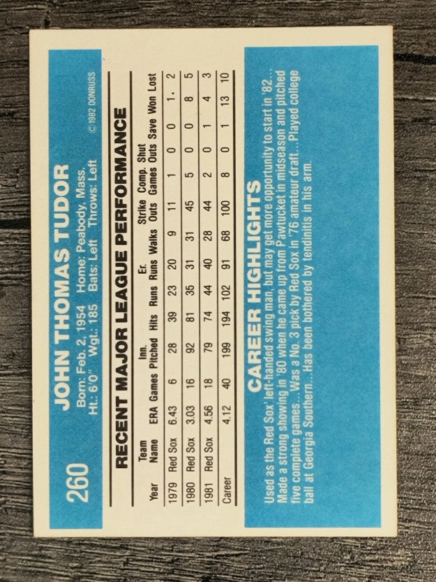 1982 Donruss #260 John Tudor
