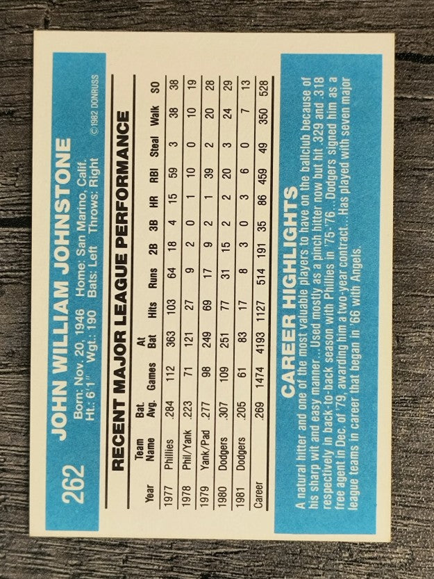 1982 Donruss #262 Jay Johnstone